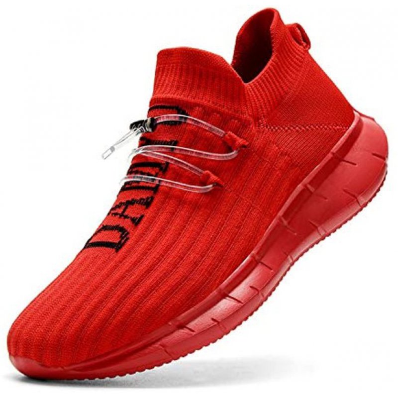 Damyuan Mens Trail Running Tennis Work Casual Shoes Walking Slip on Athletic Slip Resistance Gym Sneakers Wide Fashion Jogging Breathable Sport Shoes for Men Red