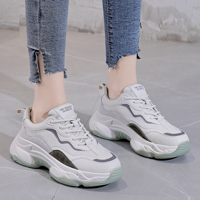 2022 women's spring new women's shoes trendy shoes thick bottom color matching sports casual trendy women's shoes